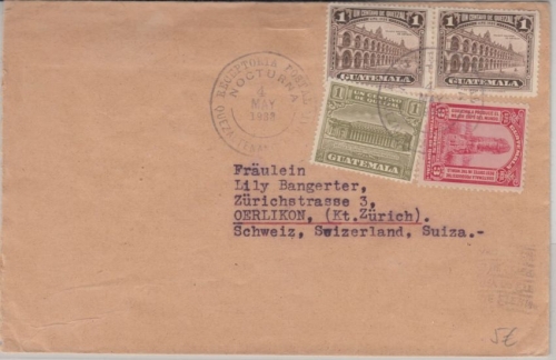 Guatemala - 2x1 C. Rgeierungsgebäude u.a. Brief i.d. SCHWEIZ Quetzaltenango 1933