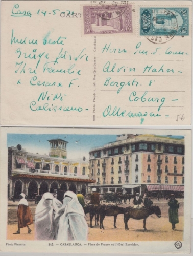 Marokko - 30+60 C. Baudenkmäler AK Casablanca Hotel Excelsior Coburg 1931
