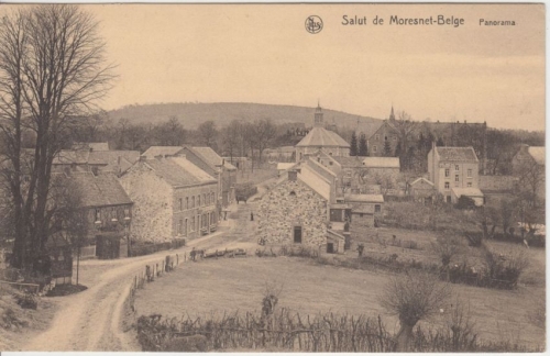 Belgien - Moresnet Ortsansicht sw-AK gelaufen 1927