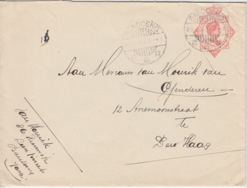 Dutch colonies - Neth. Indies 12 1/2 C. stationery cover Bandoeng The Hague 1929