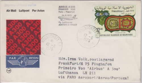 Mauritanie 12 UM Philexafrique Zuleitungspost Erstflug Faro FFM Nouakchott 1979