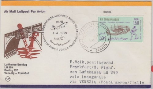 Somalia - Zuleitungspost LH-Erstflug Venedig München 1979