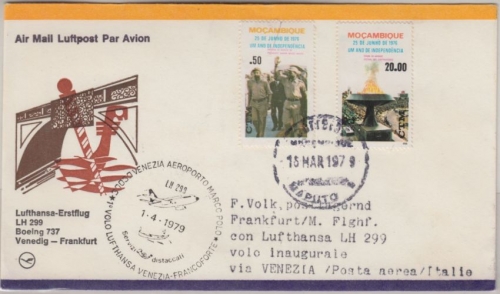 Mocambique - Zuleitungspost LH-Erstflug Venedig Frankfurt 1979 selten !!