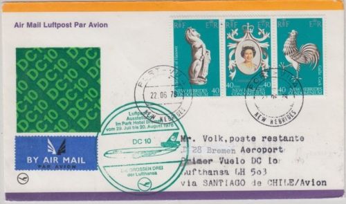 Nouvelles Hebrides - 40+40+40 FNH Coronation LH Sonderflug Santiago Bremen 1978