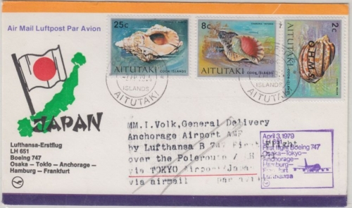 Aitutaki - 2 C. Muschel/OHMS u.a. LH 1st-flight Osaka FFM 1979 Zuleitung Etappe