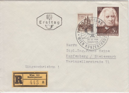 Österreich - Wien 1961 Physikertagung Konzerthaus SST Einschreibebrief n.