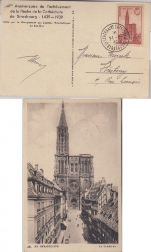 Frankreich - 5e Centenaire Cathedrale Strasbourg 1939 SST AK Starßburg Münster
