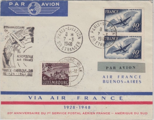Frankreich - 20e Anniversaire Aeropostal France Amerique du Sud Luftpost 1948