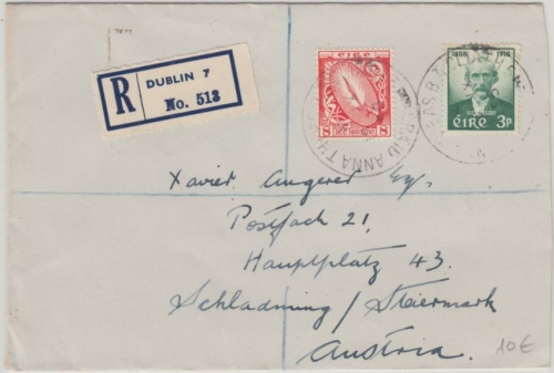 Irland - 3 Pg. T.J. Clarke u.a. Einschreibebrief n. ÖSTERREICH Dublin 1958 n.