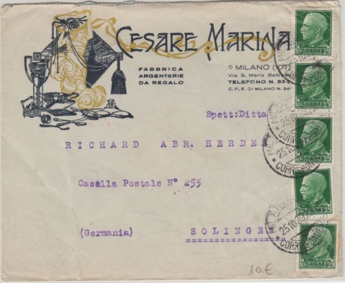 Italien - Milano 1929 - illustr. Firmenbrief n. Solingen