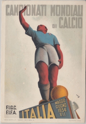 Italien - Campionati Mondiali di Calcio 1934 farb. Sonderkarte ungelaufen RR!