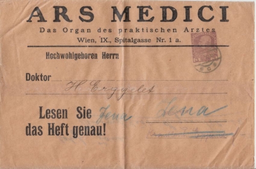 Österreich - 3 H. Franz-J. Privatganzsache Streifband Ars Medici Wien Jena 1912