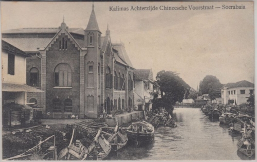 Niederl. Indien - Soerabaja Kalimas Achterzijde Chineesche Voorstraat sw-AK 1913