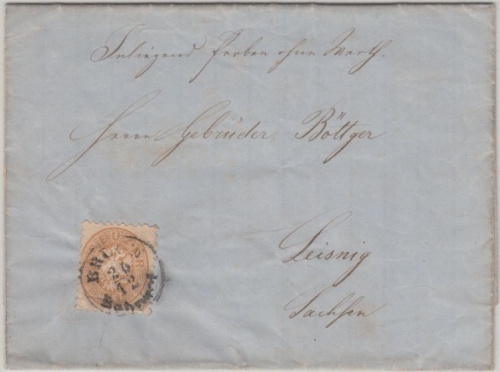 Österreich/Sachsen - 15 Kr. 5. Ausg. Muster ohne Wert Brünn Bahnhof Leisnig 1865
