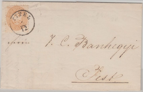 Österreich - 15 Kr. 5. Ausg. Brief Tittel - Pest 1864 - mit Inhalt