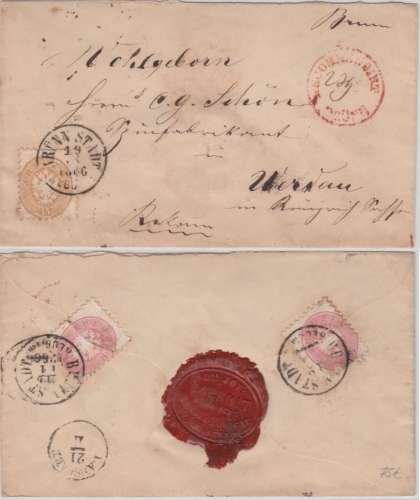Österreich - 2x5+15 Kr. 5. Ausg. Brief Recommandiert Brünn Stadt - Werdau 1866