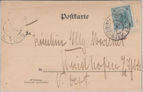 Österreich - Fontafel Wien FPA No.17 Bahnpost Karte Semmering Waidhofen 1901
