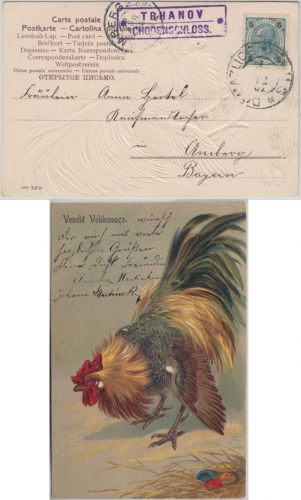 Österreich - Trhanov Chodenschloss Postablage Ra2 Karte Domazlice Amberg 1904