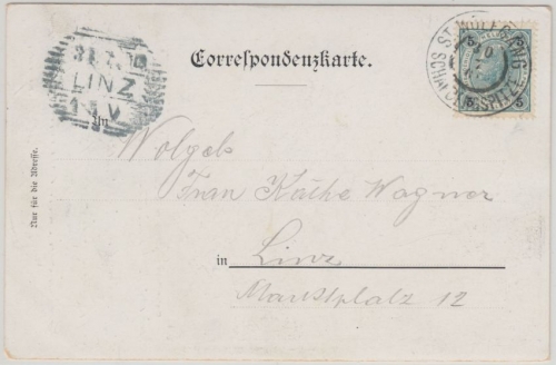 Österreich - St. Wolfgang Schafbergspitze Postablage ? Karte n. Linz 1900