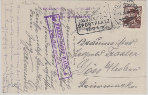Österreich - Franz-Josef-Haus P. Heiligenblut Postablage Ra2 Karte n. Wien 1934