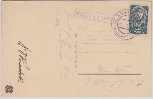 Österreich - Bruck a.d. Lafnitz Postablage Ra1 Karte Rohrbach - Wien 1920