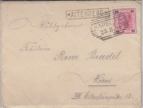 Österreich - Altenberg Postablage Ra1 Brief n. Wien 23.8.1901 mit Inhalt