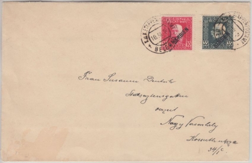 Österreich Feldpost/Serbien - 10+35 H. Franz J. Brief Belgrad - Nagy ? 1918