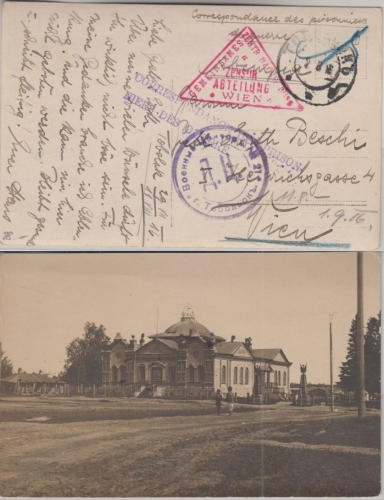 Österreich - Tobolsk 1916 Kriegsgefangenenkarte Foto-AK Kunstmuseum Zensur