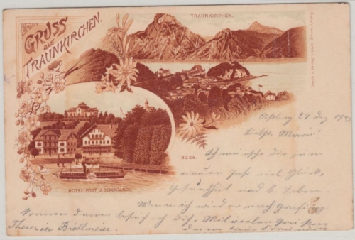 Österreich - Traunkirchen Oberösterreich Kupferlitho ungelaufen c. 1895/1900