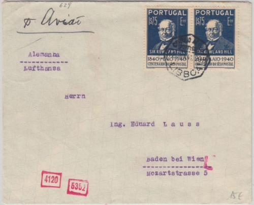 Portugal - 15 C. Mundo Portugues u.a. Zensurbrief Coimbra - Greifswald 1942