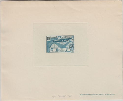 Maroc - Epreuve de Luxe 10 Fr. Flugpostausgabe 1939/40 Probeabzug