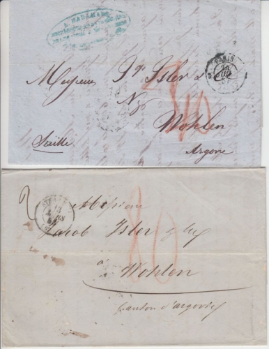 Frankreich/Schweiz - 1+2. Gewichtsstufe, Straßburg + Paris - Wohlen 1856+1857