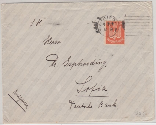DR - 50 Pfg. Holztaube Brief n. BULGARIEN Trier - Sofia 1924