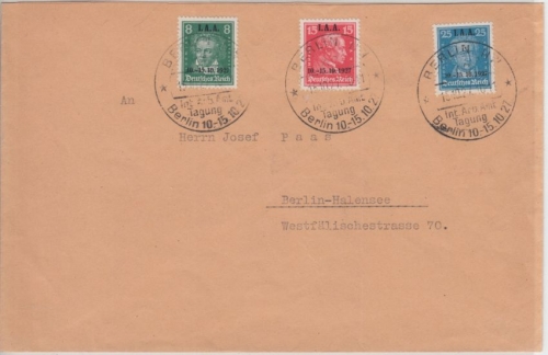 DR - Int. Arbeitsamt IAA Satz Ortsbrief SST Berlin 15.10.27