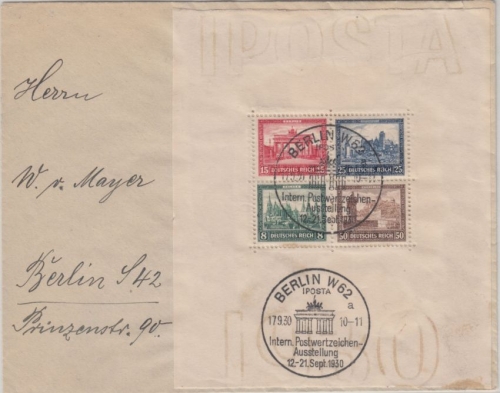 DR - IPOSTA 1930 verkl. Block Brief SST Berlin 17.9.30
