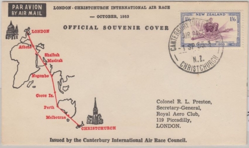Neuseeland - 1'6 Sh. Coronation Christchurch Canterbury Int. Air Race 1953