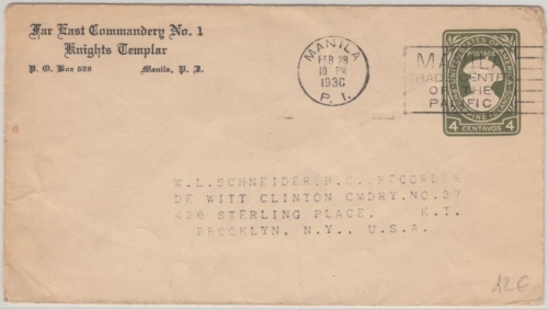 Philippine Island USA - 4 C. Ganzsache Brief Manila - Brooklyn 1930 Zudruck !!