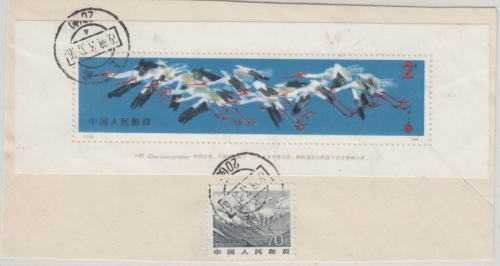 China - Nonnenkranich Blockausgabe 1986 gestempelt Briefstück
