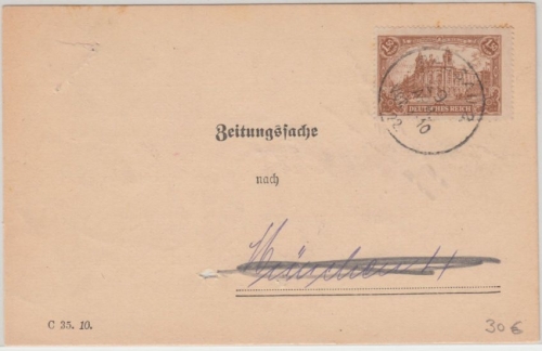 DR - 1,50 M. Reichspostamt Zeitungssache/Postkarte Passau - München 1922