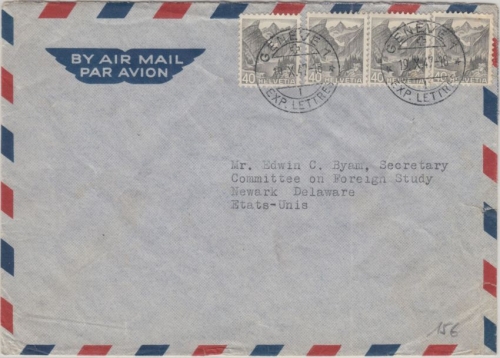 Schweiz - 4x40 C. Landschaften Luftpostbrief n. USA Genf - Newark 1947