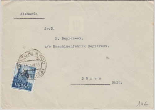 Spanien - 3 Pta. Ano Santo Compostelano Luftpostbrief (?) - Düren 1954