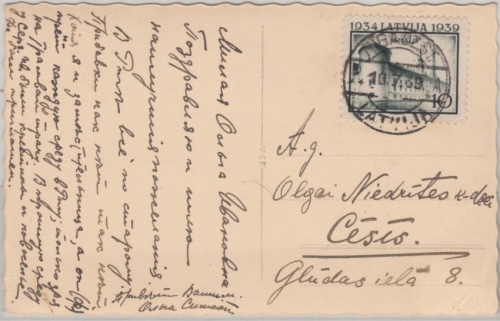 Lettland - 10 S. Amtsübernahme Ulamnis Karte Riga - Cesis 1939