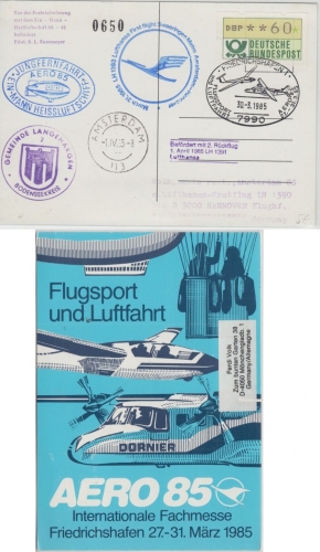 BRD Friedrichshafen 1990 Jungfernfahrt 1-Mann-Heissluftschiff Zuleitung Erstflug