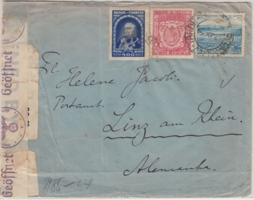 Brasilien - 400 R. Alvez de Lima Sao Paulo Linz 8.9.39 Zensurbrief Doppelzensur