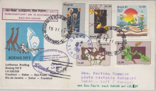 Brasilien - Lufthansa Erstflug Sao Paulo Dakar 1981