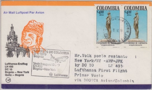 Kolumbien - Lufthansa 1st-Flug Bogota New York 1979