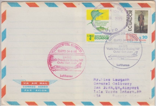 Ecuador - Lufthansa 1st-Flug Quito San Juan 1985
