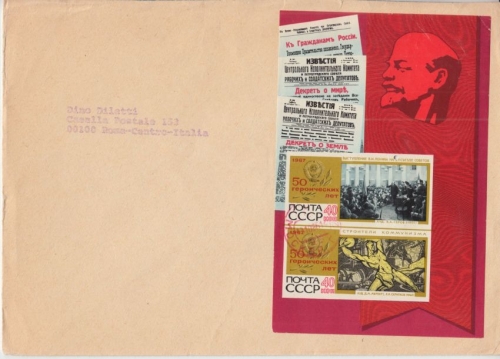 Sowjetunion - 50 J. Oktoberrevolution Block Brief n. ITALIEN Moskau Rom 1968