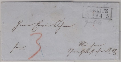Preussen/Bayern - Görlitz (1856) Ra2 Francobriefchen n. München - ohne Inhalt