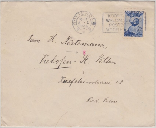 Niederlande - 12 1/2 C Voor het Kind Brief n. ÖSTERREICH Rotterdam Viehofen 1926